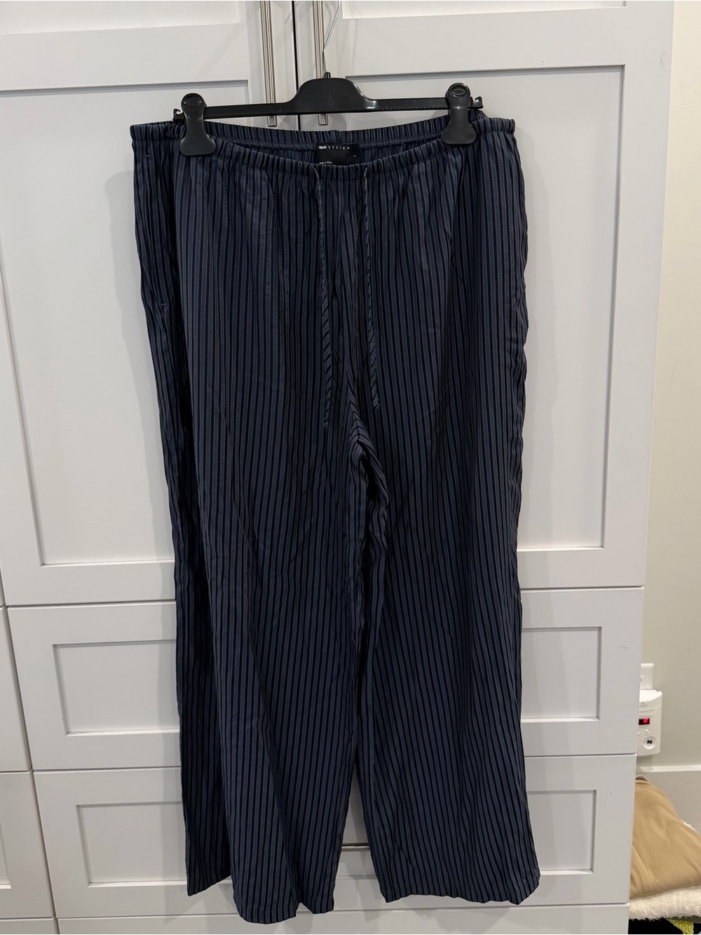 ASOS Navy Pinstripe Wide-Leg Pants
